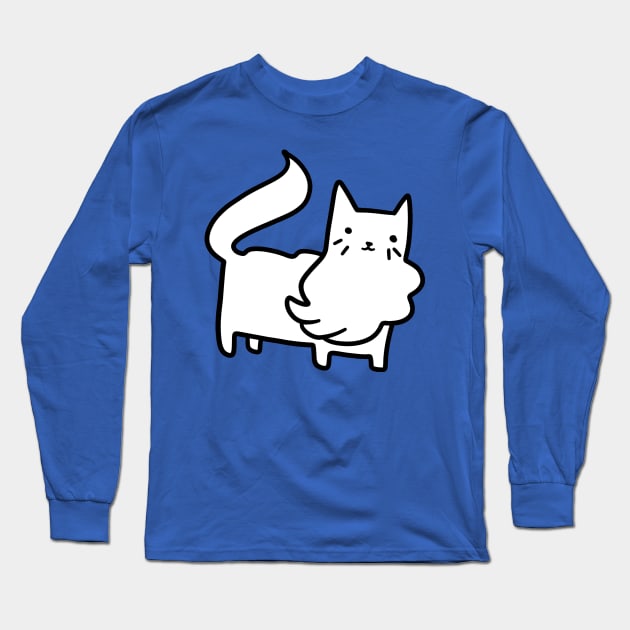 Bearded White Cat Long Sleeve T-Shirt by saradaboru